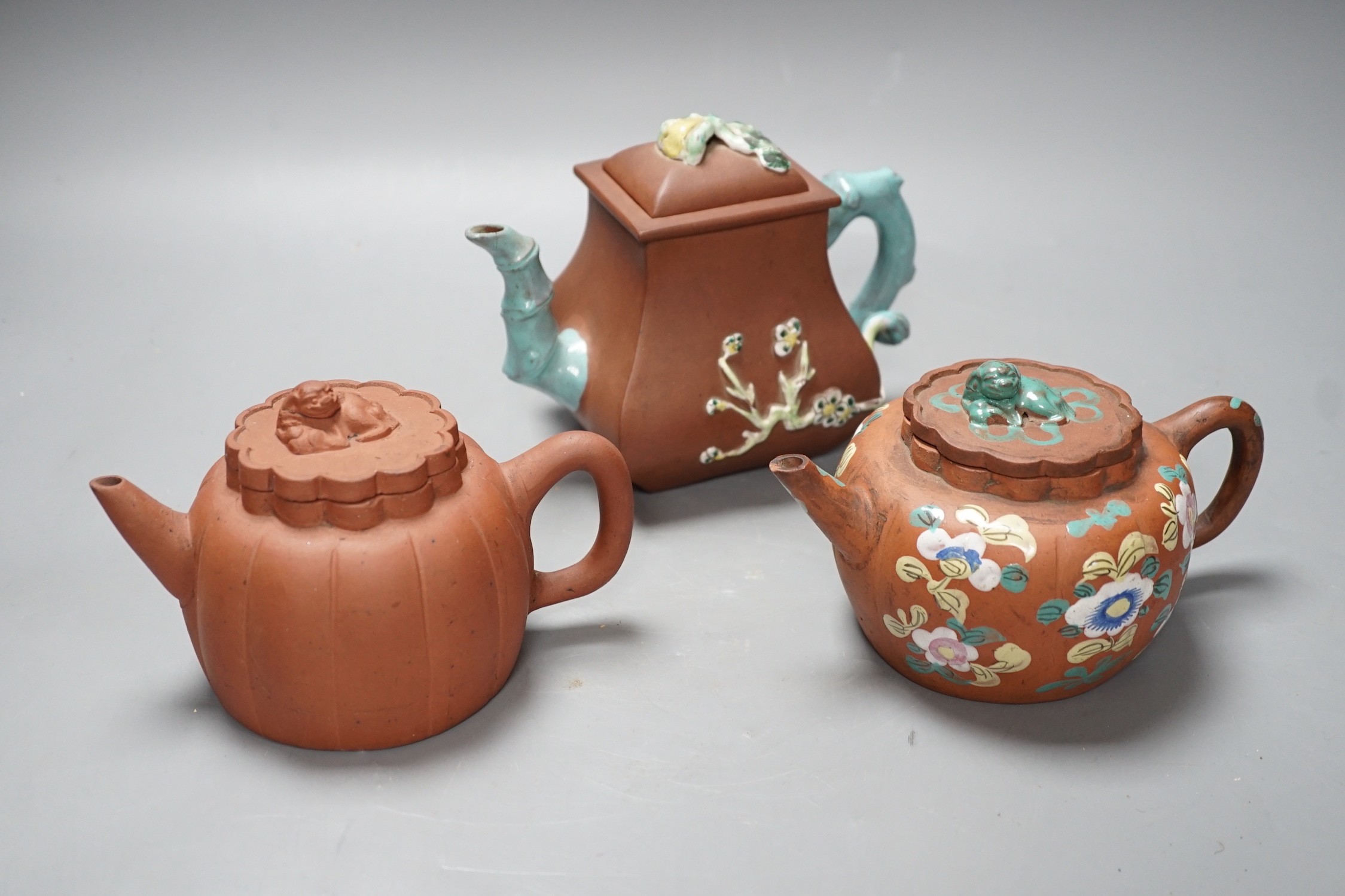 Three Chinese Yixing teapots, 19th/early 20th century